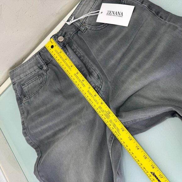 Zenana Jeans Cropped Distressed Washed Gray Destroyed Wide Leg 100% Cotton Boho - Picture 8 of 11